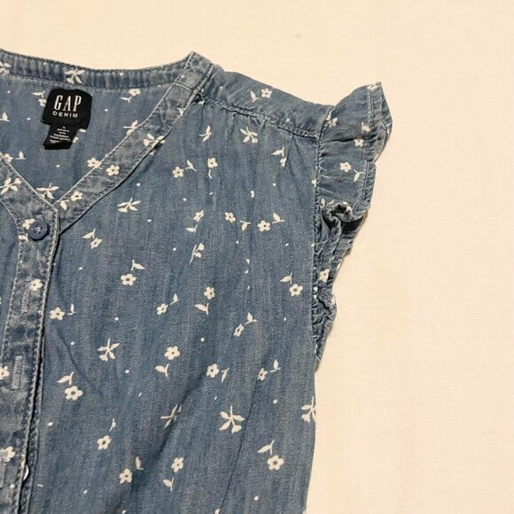 Gap Denim Toddler Floral Romper Girls Size 5 Years - Picture 3 of 16